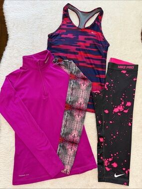 Lot of 3 Nike Pro Combat Leggings Tank Performance Top